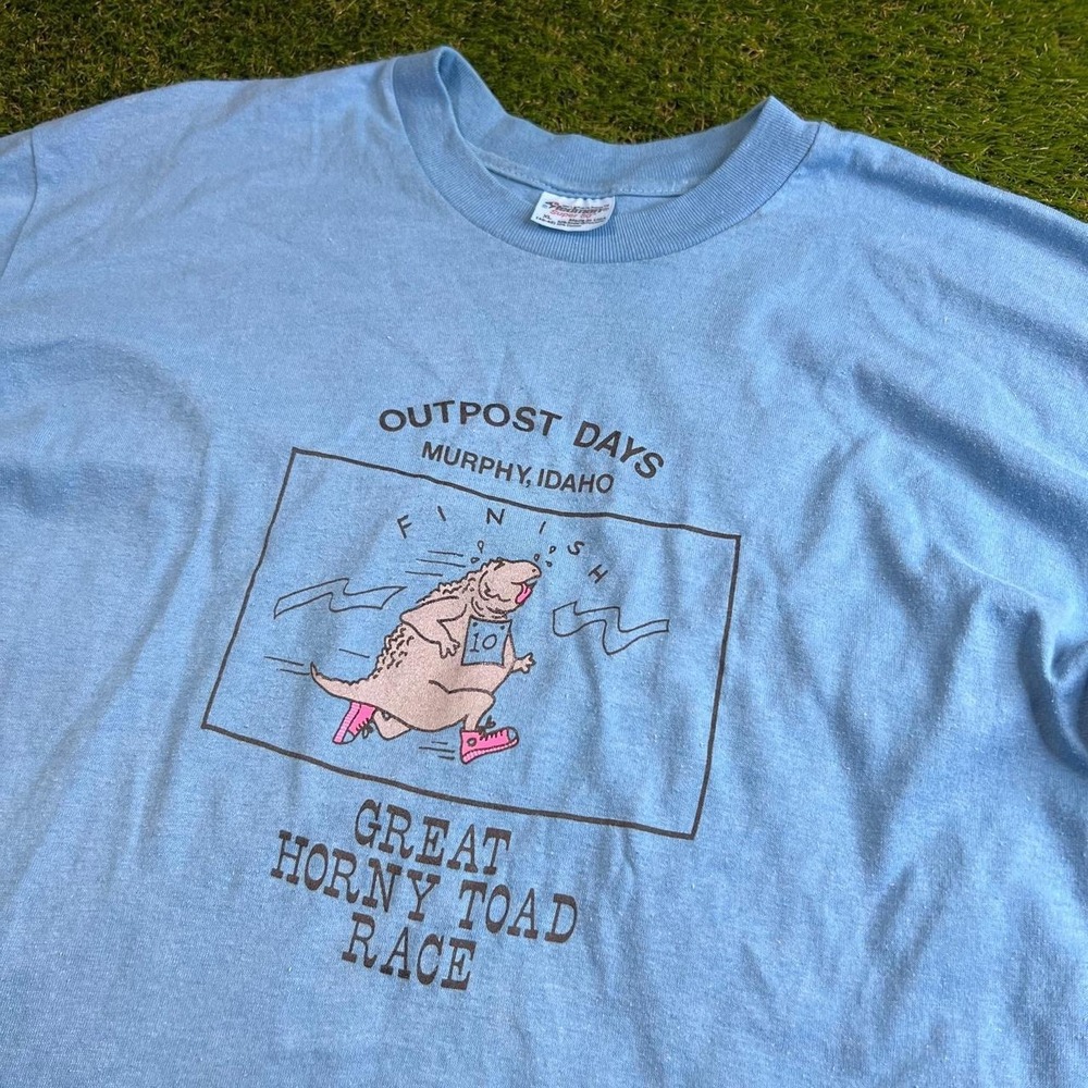 VTG Great Horny Road Race Tee Stedman USA Single Stitch XL Fits Large Shirt